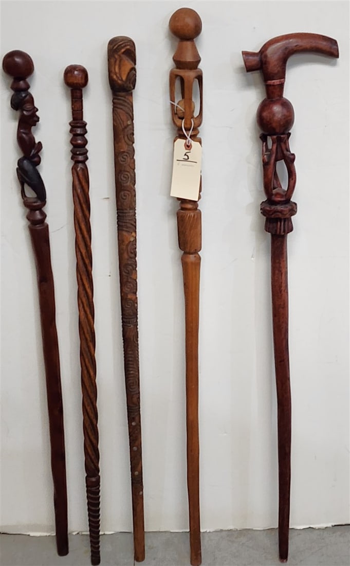 5 Carved Canes: 5 Carved Canes