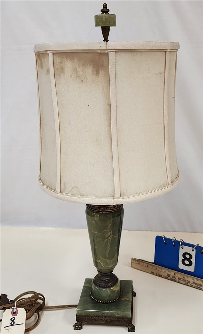 Onyx Lamp w/Bronze Mounts 24" H: Onyx Lamp w/Bronze Mounts 24" H