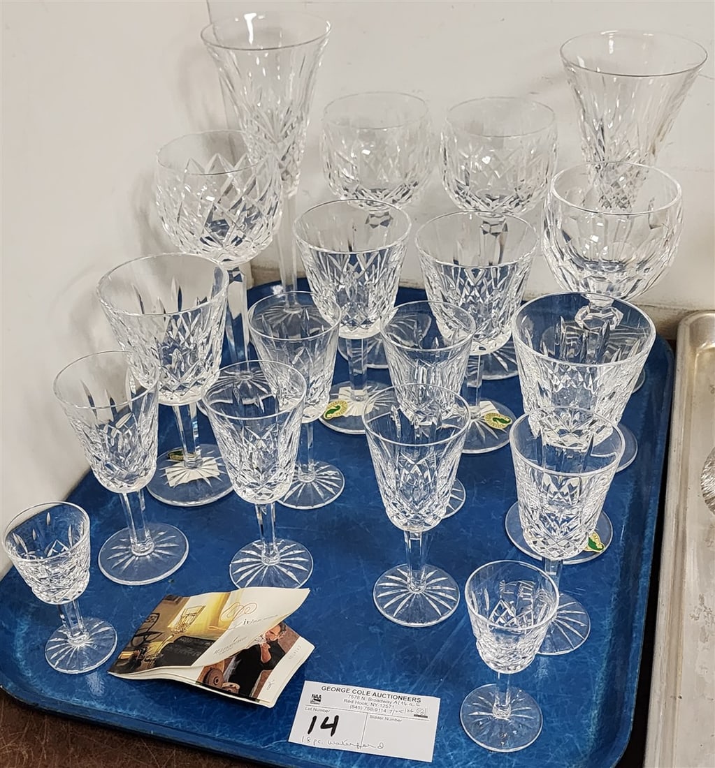 Tray 18 Pcs. Waterford Lismore Stemware (1 of 1)