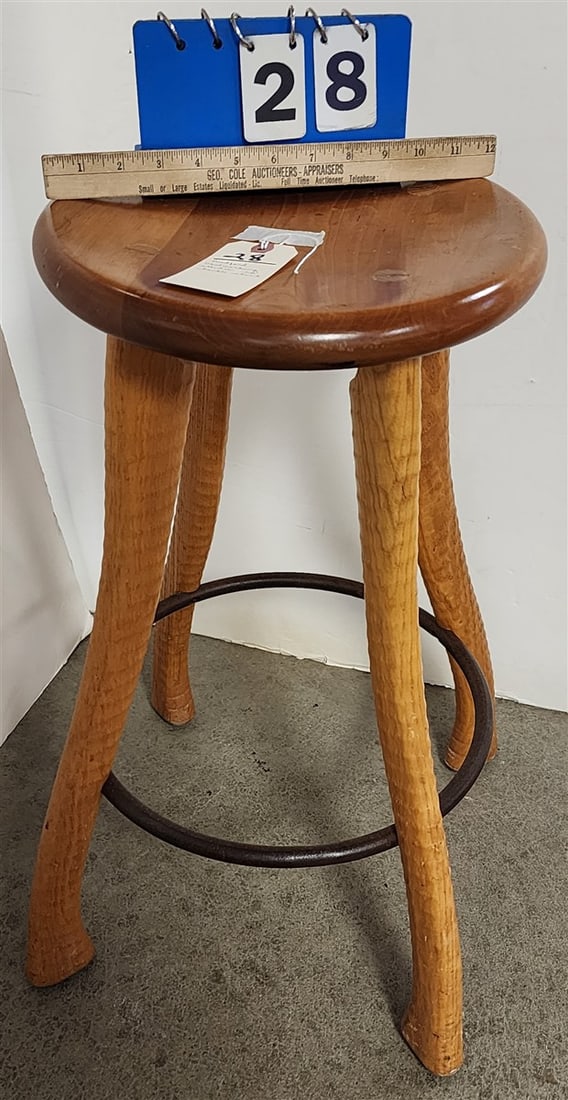 Bradford Wood Working Studio Craft Axe Handle Stool 25" H X 13" Diam. (1 of 6)