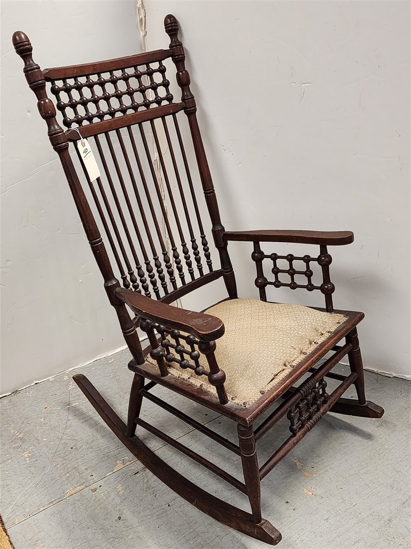Victorian Walnut Stick & Ball Rocker 44" H X 23 1/2" W X 18" D (1 of 6)