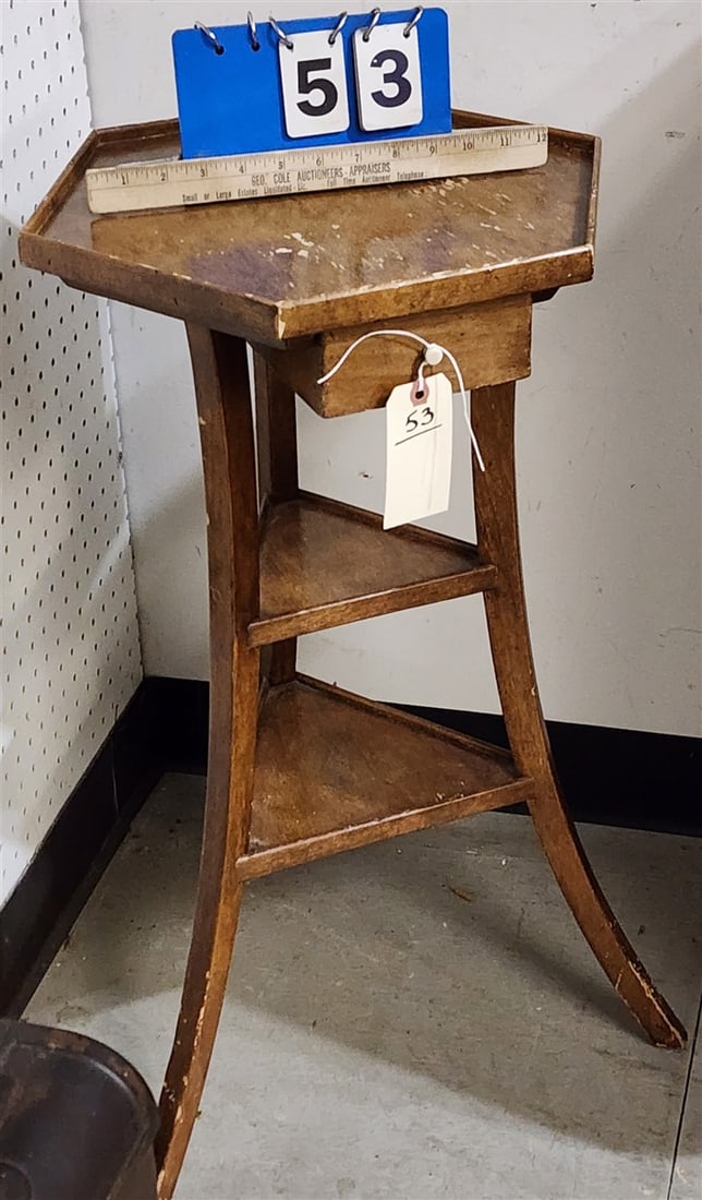 Hexagonal 1 Drawer 3 Tier Stand 28" H X 15" Diam. (1 of 1)