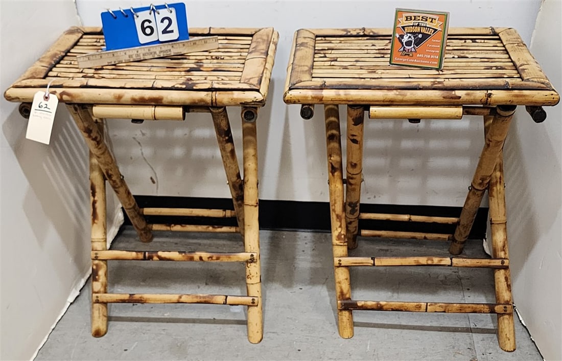Pr. Bamboo Folding TV Tables 25" H X 20 1/2" W X 15" D: Pr. Bamboo Folding TV Tables 25" H X 20 1/2" W X 15" D