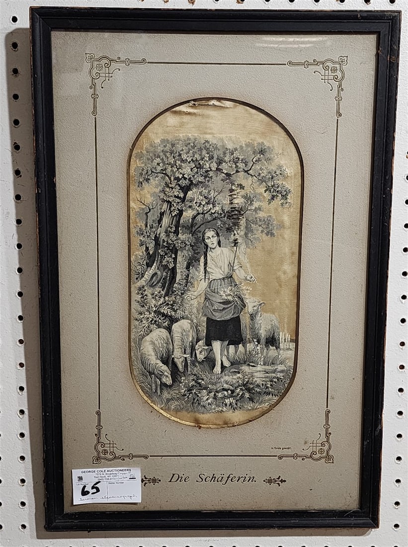 Framed Stevengraph 13 1/2" X 7" w/Frame 21" X 14": Framed Stevengraph 13 1/2" X 7" w/Frame 21" X 14"