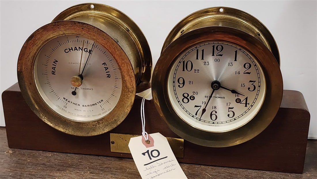 Seth Thomas Brass Ships Clock + Barometer (1 of 6)