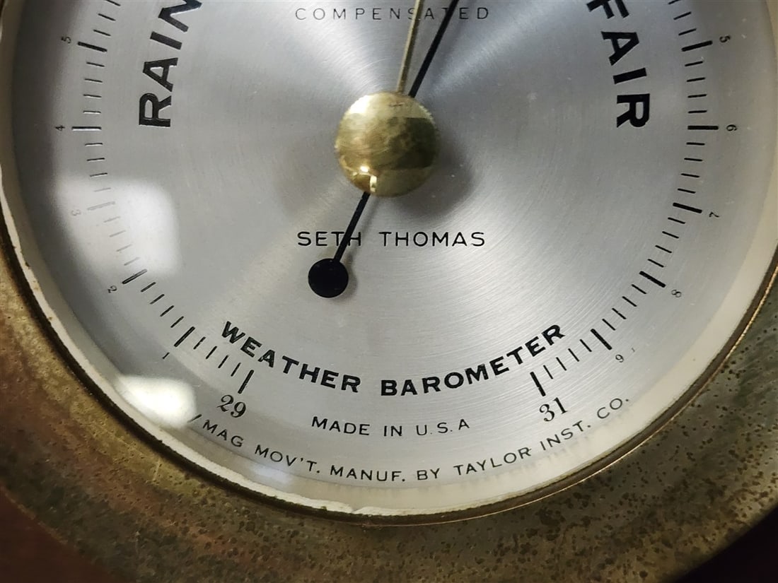 Seth Thomas Brass Ships Clock + Barometer - 4