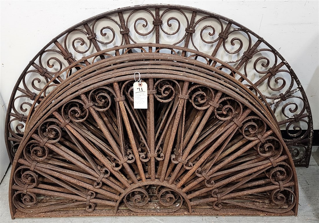 Lot 8 Vintage Wrought Iron Decorative Grates (1)- 29" H X 56" W X 1 1/4" D + (7)- 23" H X 46" W X 1: Lot 8 Vintage Wrought Iron Decorative Grates (1)- 29" H X 56" W X 1 1/4" D + (7)- 23" H X 46" W X 1 1/4" D