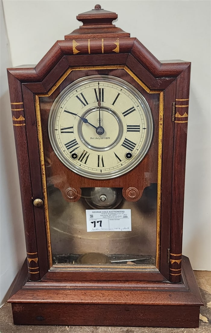 Seth Thomas 1878 Patent Walnut Mantel Clock 20" H X 12 1/2" W X 5" D (1 of 3)