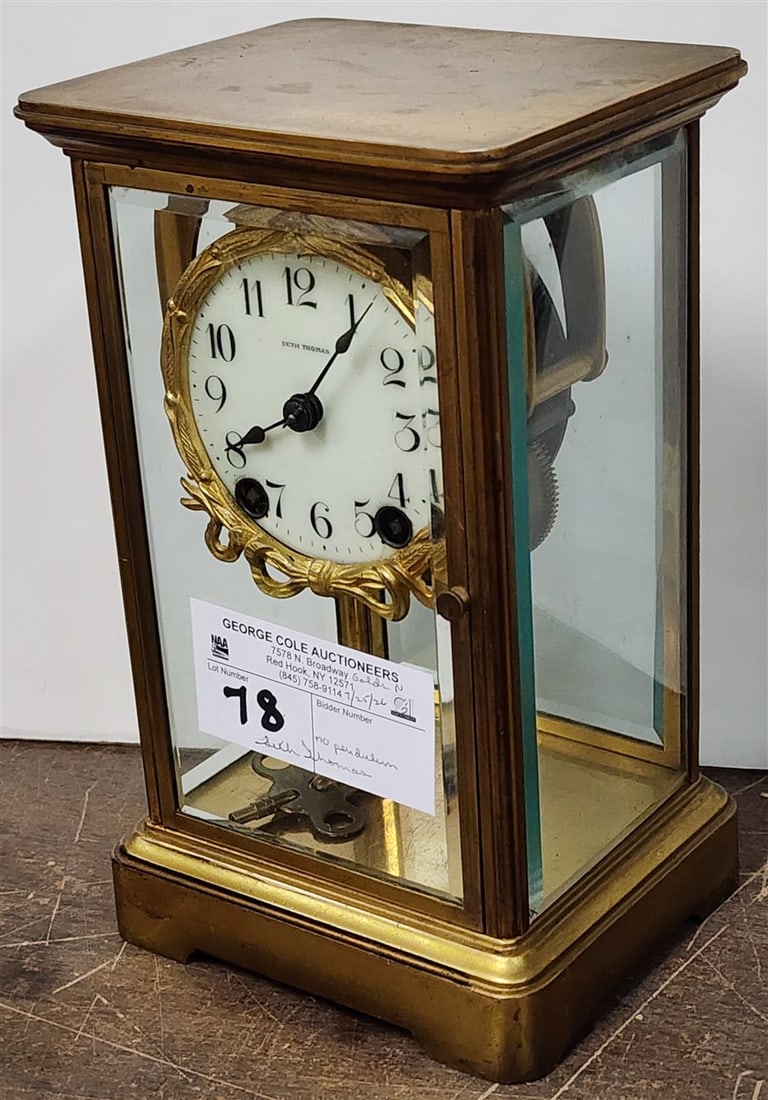 Seth Thomas Bronze Crystal Case Clock - No Pendulum 9" H X 5 1/4" W X 4 1/2" D (1 of 5)