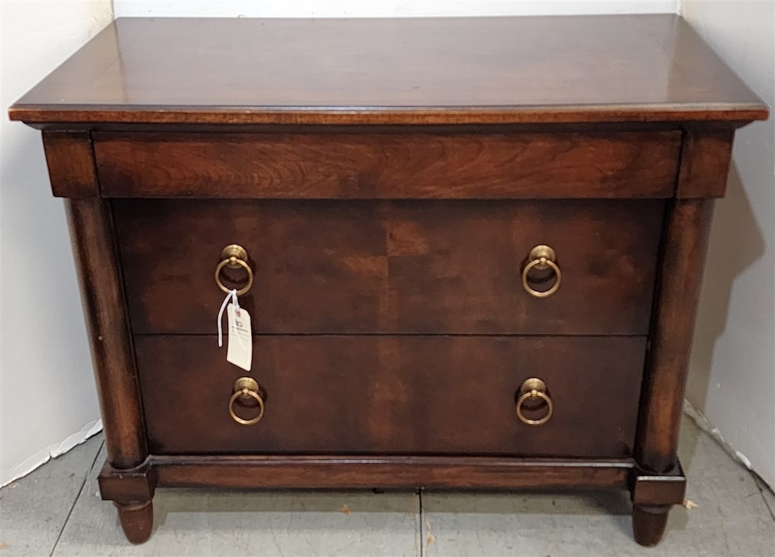 Pr. Bernhardt 3 Drawer Mahogany Chests 30" H X 38" W X 20" D: Pr. Bernhardt 3 Drawer Mahogany Chests 30" H X 38" W X 20" D
