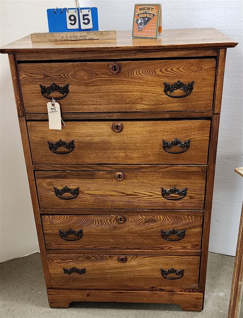 Oak 5 Drawer Chest 46" H X 30" W X 18" D (1 of 2)