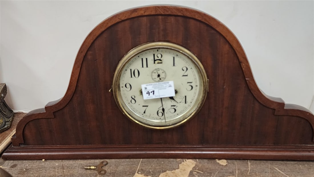 Seth Thomas Mahogany Tambour Mantel Clock 14 1/2" H X 32 1/2" W X 7 1/2" D (1 of 2)