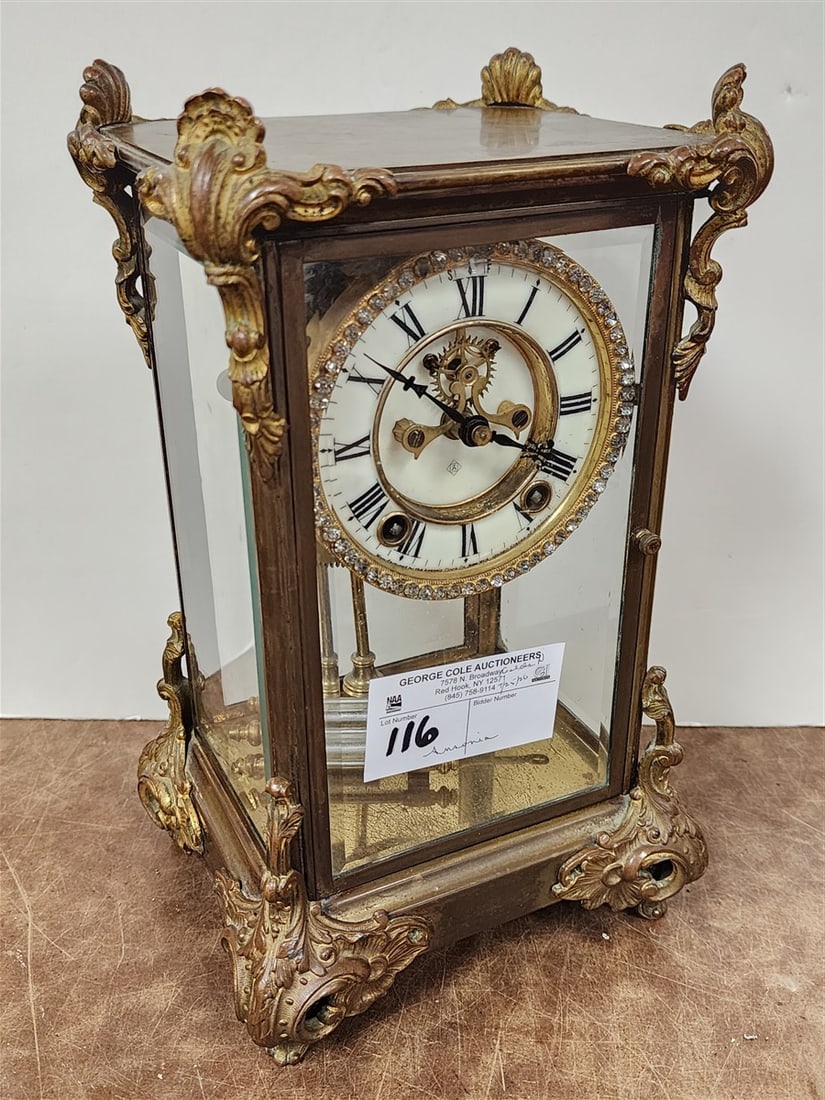 Ansonia Crystal Case Clock 12" H X 7 1/2" W X 6" D (1 of 3)