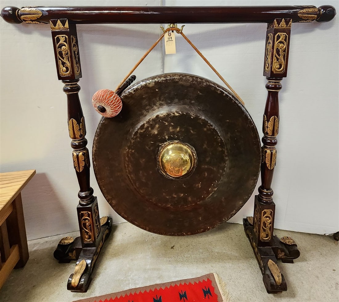 Indo Gamelan Gong 32" Diam. On Stand 51 1/2" H X 58" W (1 of 3)