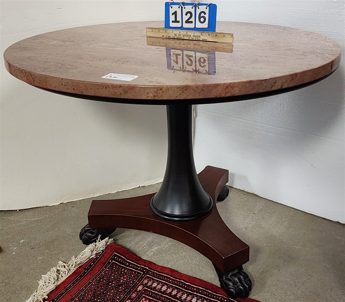 Marble Top Empire Style Pedestal Base Table 29" H X 38" Diam. (1 of 3)