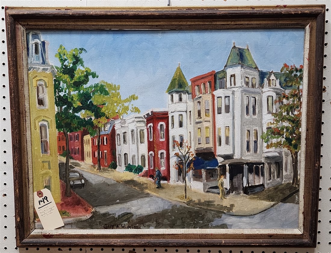 O/C Street Scene Sgnd Guy Wiggins 1970, Written On Back- 'To Bill Griffin Councelor Philosopher & (1 of 4)