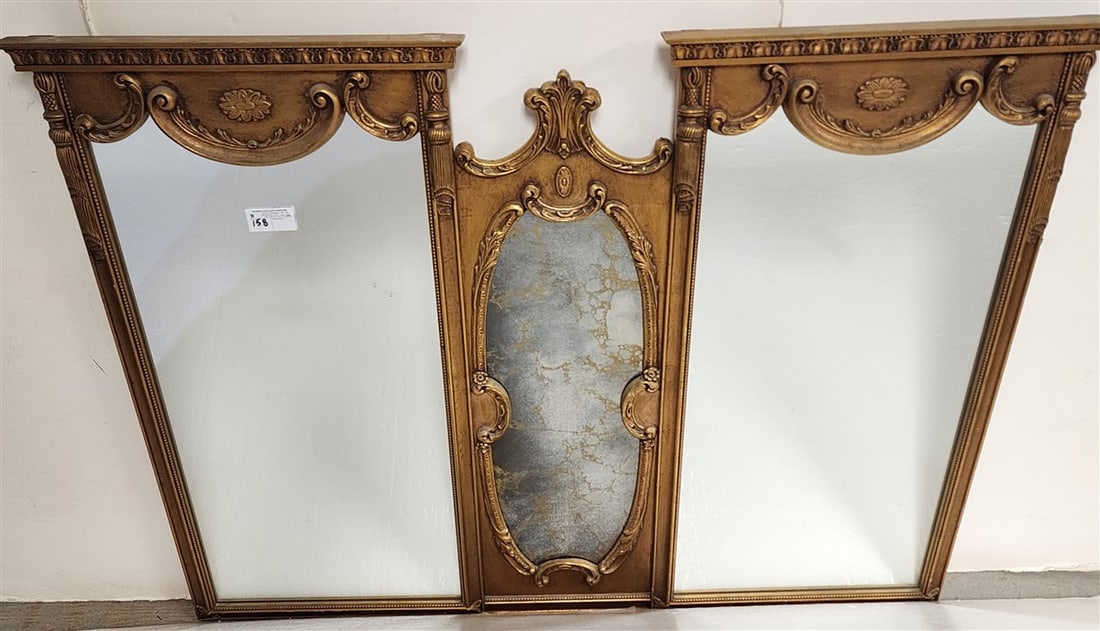 Gilt Framed 3 Part Mirror 45 1/2" H X 61" W (1 of 4)