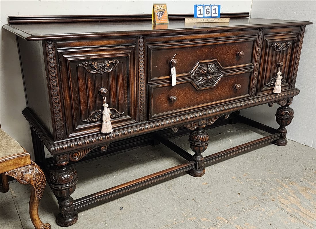 Berkey & Gay Walnut, Burl Walnut & Oak Sideboard 38 1/2" H X 74" W X 22 1/2" D (1 of 6)