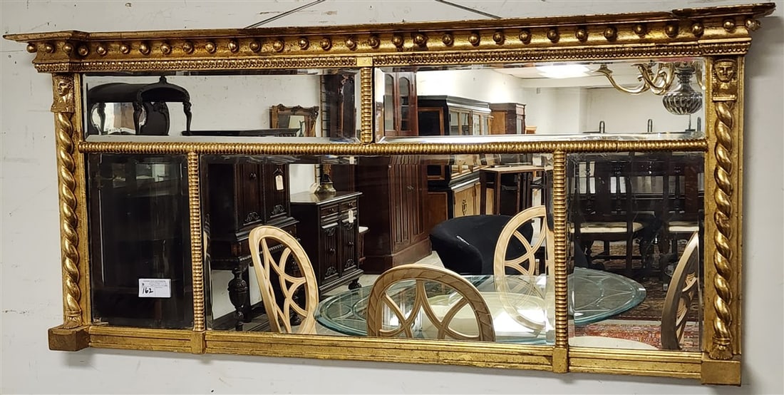 Empire Giltwood 5 Panel Bevelled Mirror 26 1/2" H X 5' W (1 of 3)