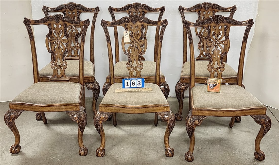 Set 6 Chippendale Style Dining Chairs 40 1/2" H X 21" W X 17" D (1 of 4)