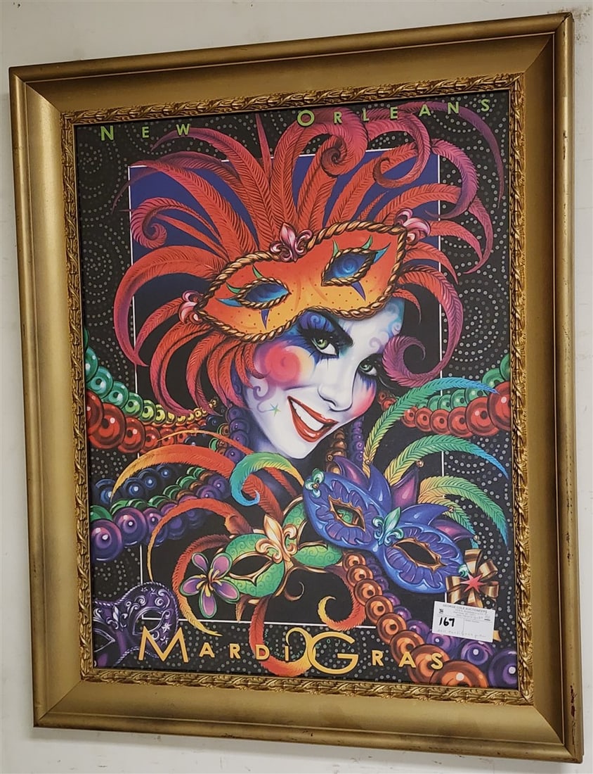 Framed 2011 Mardi Gras Poster 'Eyes In Disguise' 27 1/2" X 21 1/2" w/Frame 33" X 27" (1 of 2)