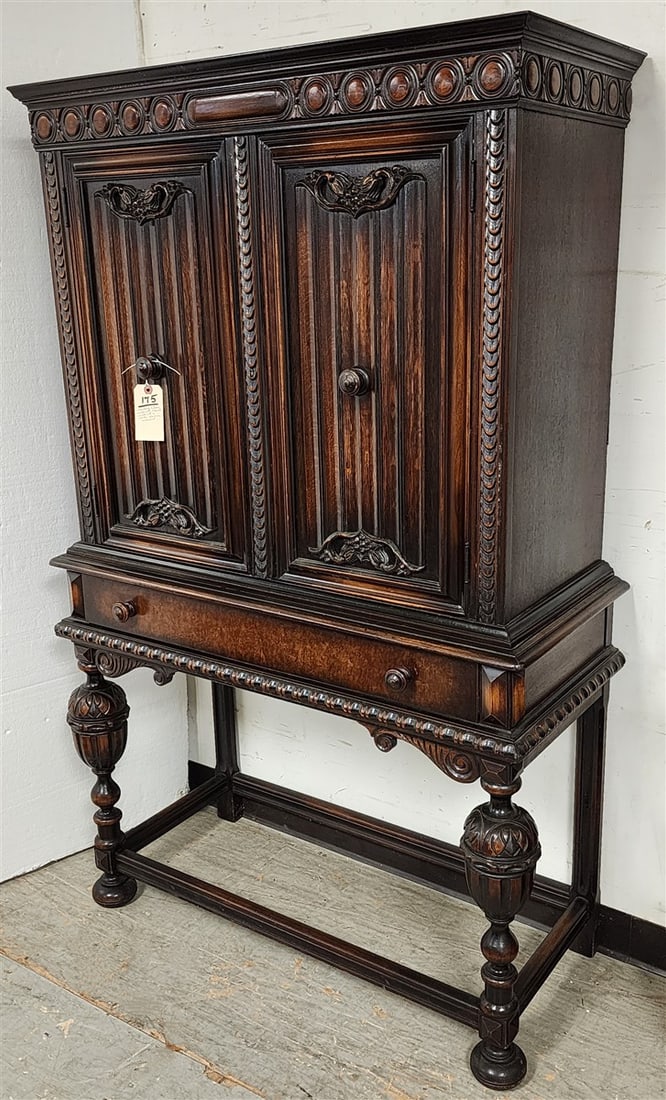 Berkey & Gay Walnut, Burl Walnut & Oak 2 Door 1 Drawer China Cabinet 63" X 37 1/2" W X 17 1/2" D (1 of 4)
