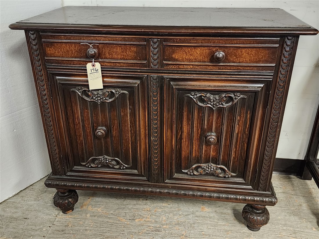 Berkey & Gay Walnut & Burl Walnut & Oak 1 Drawer Over 2 Door Server 38" H 40" W X 18 3/4" D (1 of 3)