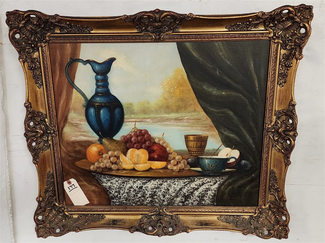 Framed O/C Still Life Sgnd Reinpecht 20 1/2" X 24" w/Frame 25 1/2" X 29 1/2" (1 of 3)