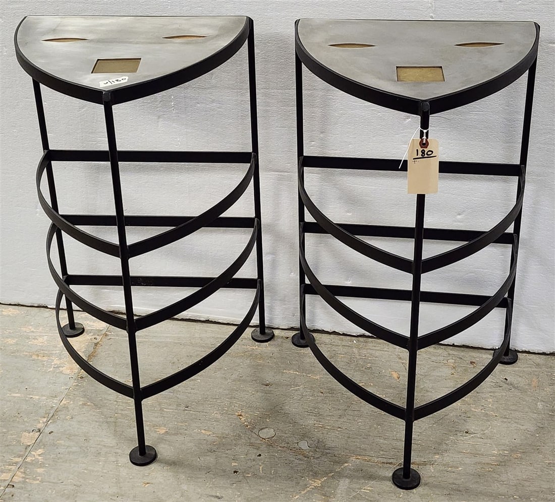 Industrial Style Tiered Metal Corner Table w/Brushed Steel & Bronze Top 29 1/2" H X 17" W X 15 1/2" (1 of 5)