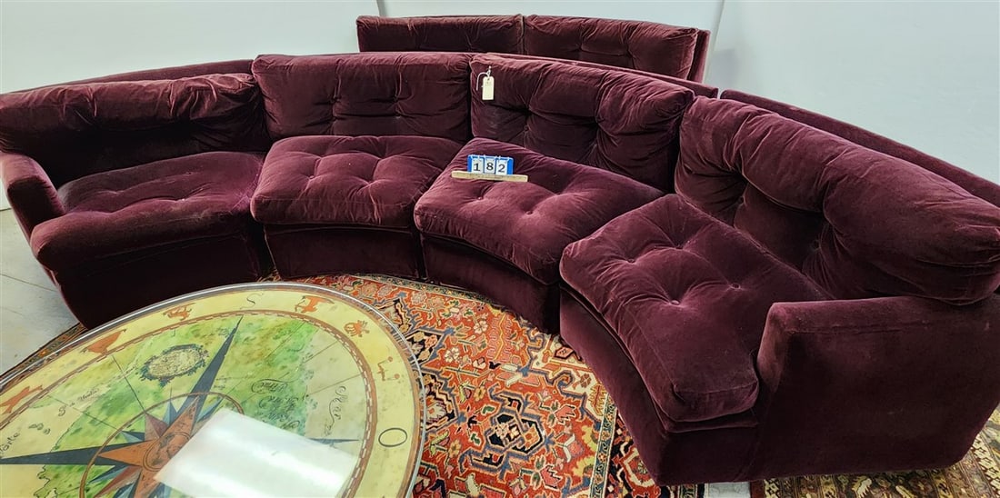 6 Section Plum Velvet Curved Sectional (1 of 4)