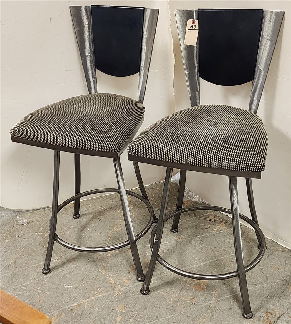 Pr. Brushed Steel Swivel Counter Stools 39" H X 18" W X 18" D (1 of 3)