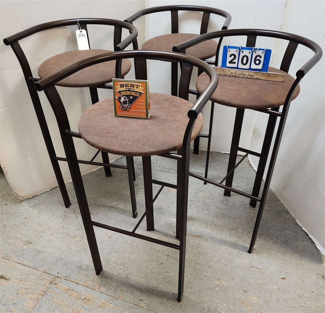 Set 4 Metal Framed Counter Stools 35 1/2" H X 19" W X 16" D (1 of 5)
