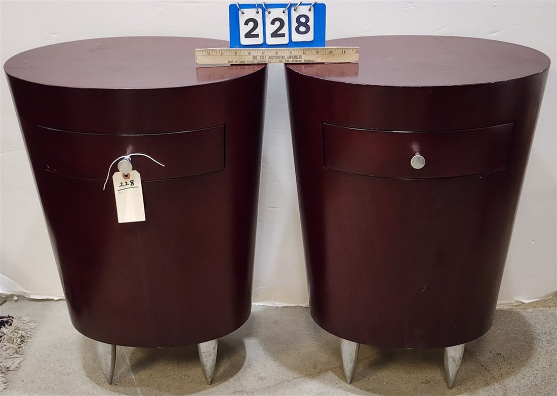 Pr. Modern 1 Drawer Oval Stands 27 1/2" H X 19 1/2" W X 15 1/2" D (1 of 2)