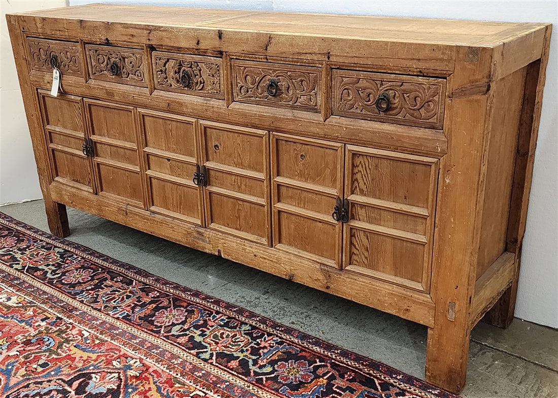 Chinese 5 Drawer Over 6 Door Cabinet 36 1/2" H X 74 1/2" W X 17" D: Chinese 5 Drawer Over 6 Door Cabinet 36 1/2" H X 74 1/2" W X 17" D