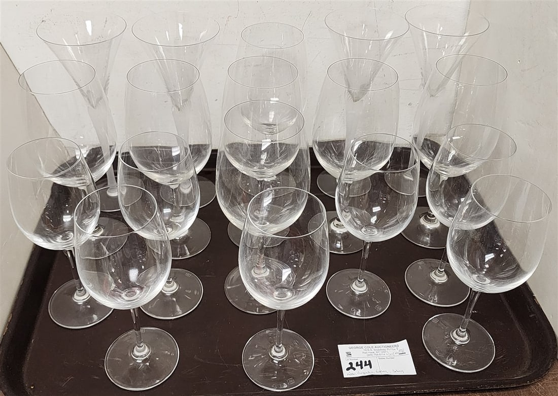 Tray Miller Rogaska Crystal - 7 Goblets, 4 Colony Amaryllis Satin Champagne Flutes + 7 Libby Wine (1 of 7)