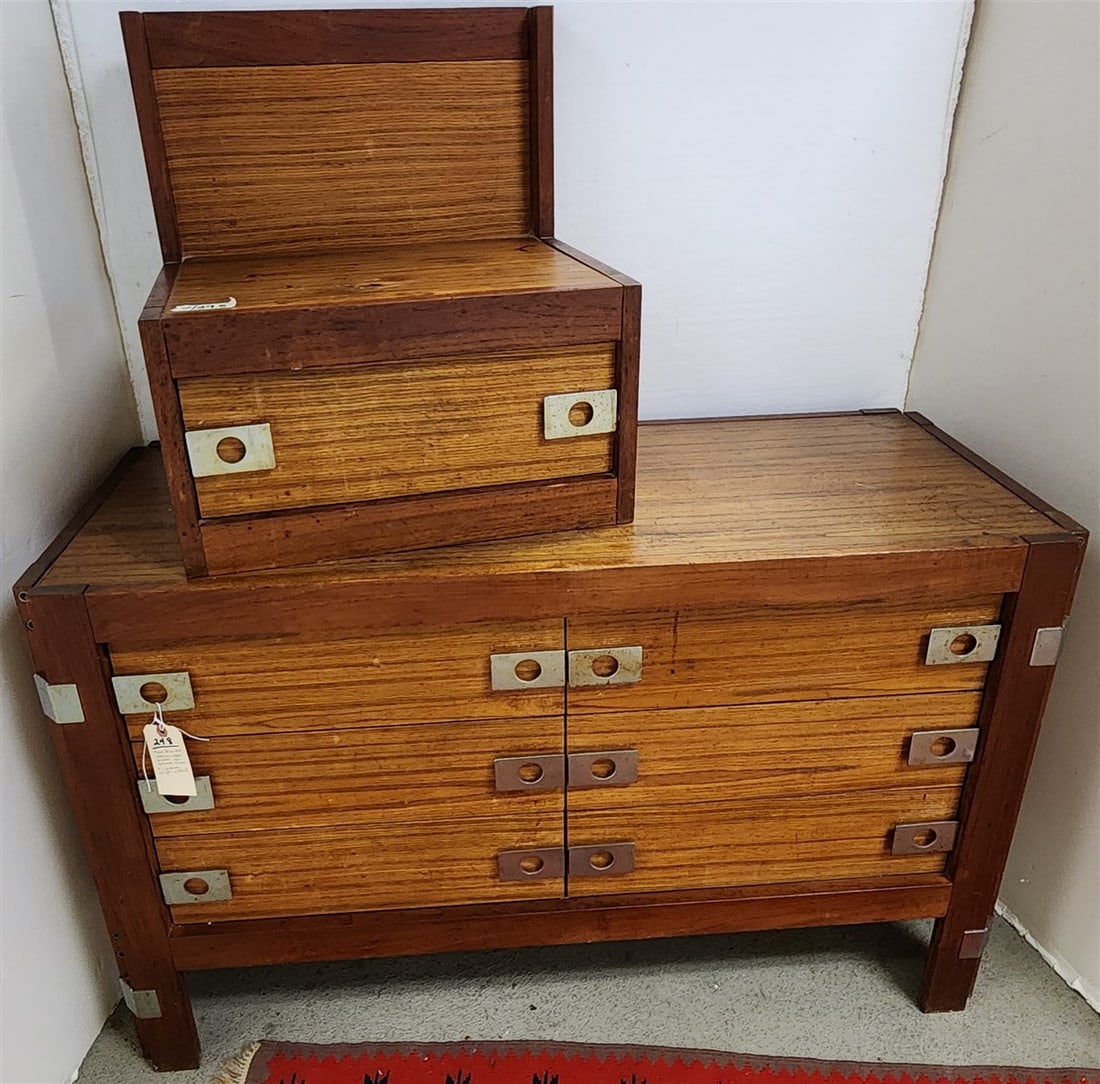 MCM 6 Drawer Chest By Paul Frankl For Johnson Furniture 'Stationwagon' Dresser Mahogany & Maple 30" (1 of 2)