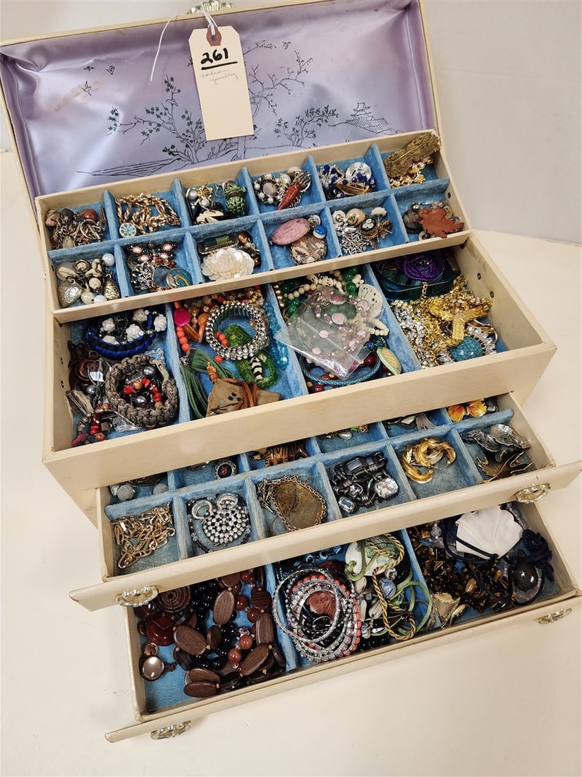 Jewelry Box Filled w/Costume Jewelry (1 of 4)