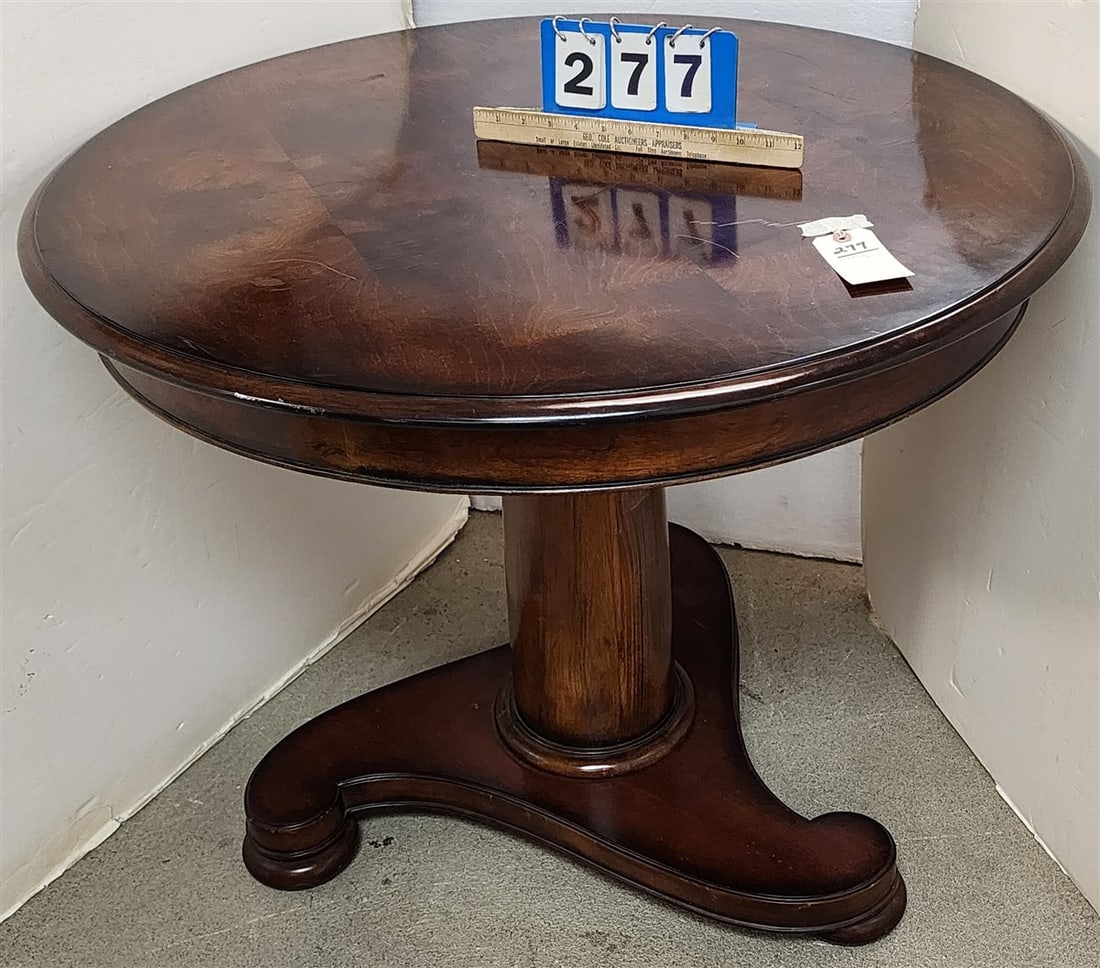 Mahogany Pedestal Base Table 29" H X 36" Diam.: Mahogany Pedestal Base Table 29" H X 36" Diam.