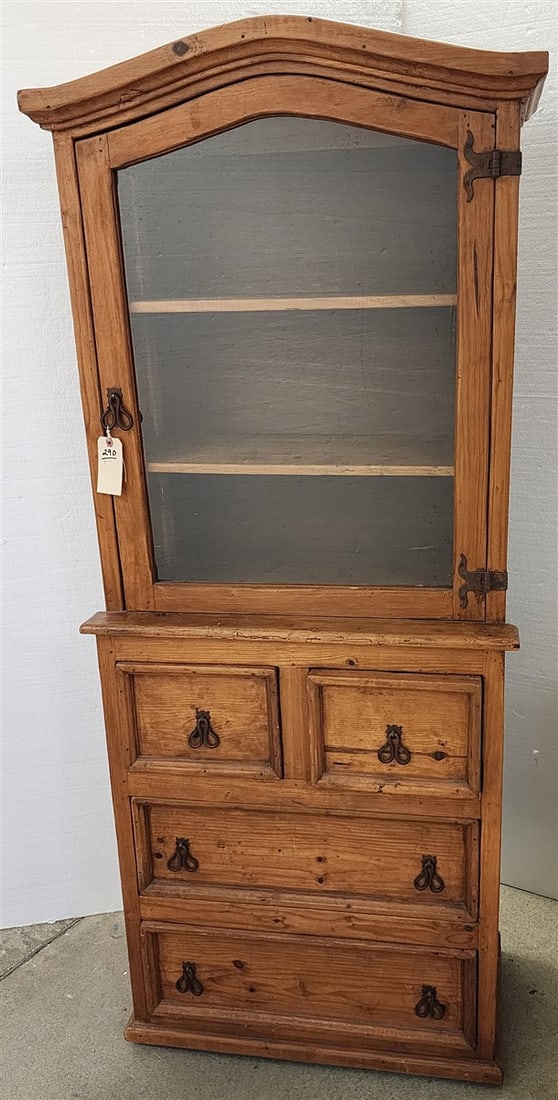 Pine 1 Door Over 4 Drawer China Cabinet 5'11" H X 29" W X 14 1/2" D: Pine 1 Door Over 4 Drawer China Cabinet 5'11" H X 29" W X 14 1/2" D