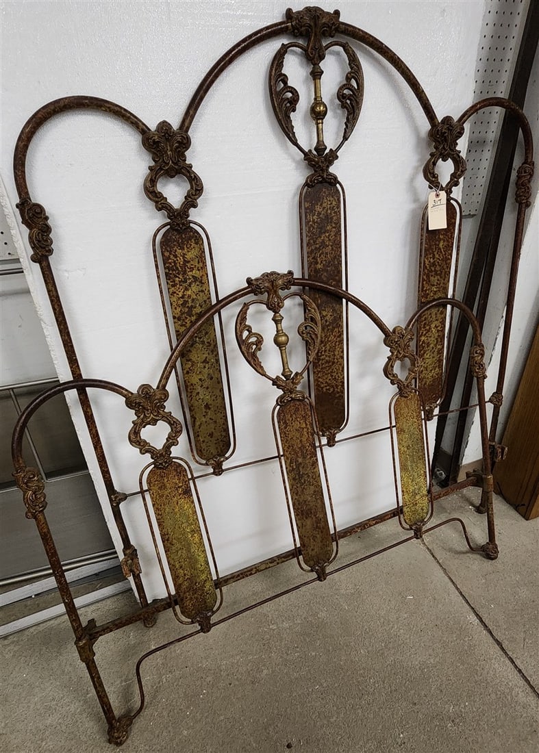Vintage Iron & Brass Bed 63" H X 53" W: Vintage Iron & Brass Bed 63" H X 53" W