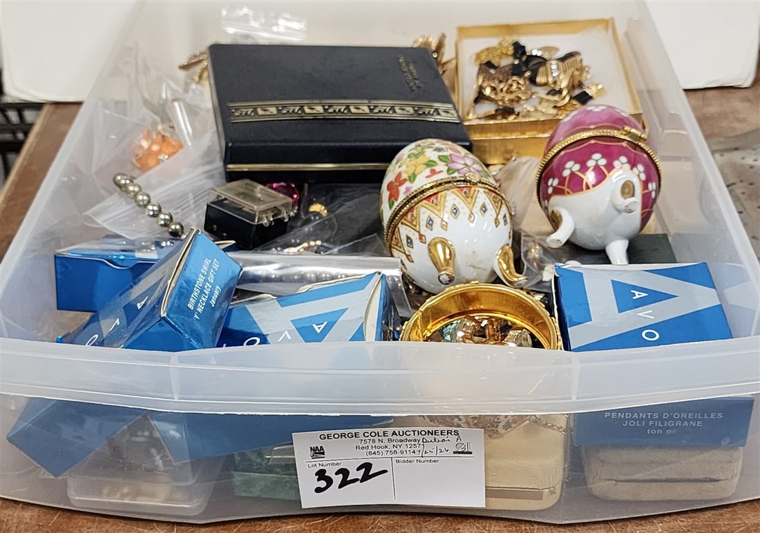 Tray Costume Jewelry & Porcelain Egg Boxes, Etc. (1 of 2)