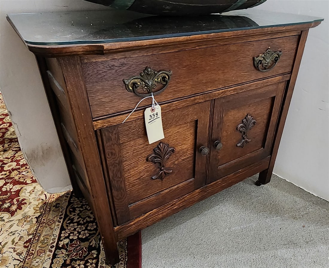 Oak Washstand 28" H X 33" W X 18 1/2" D (1 of 4)