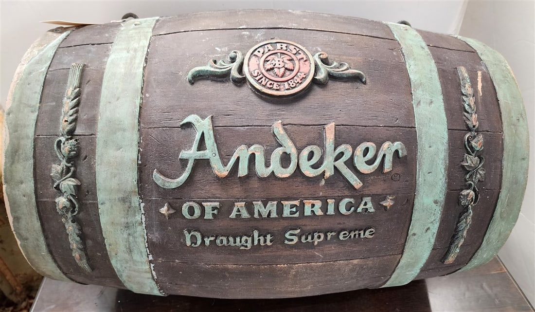 Vintage Pabst Andeker Drought Supreme Barrel Sign From 1970's 18" H X 24" L (1 of 4)