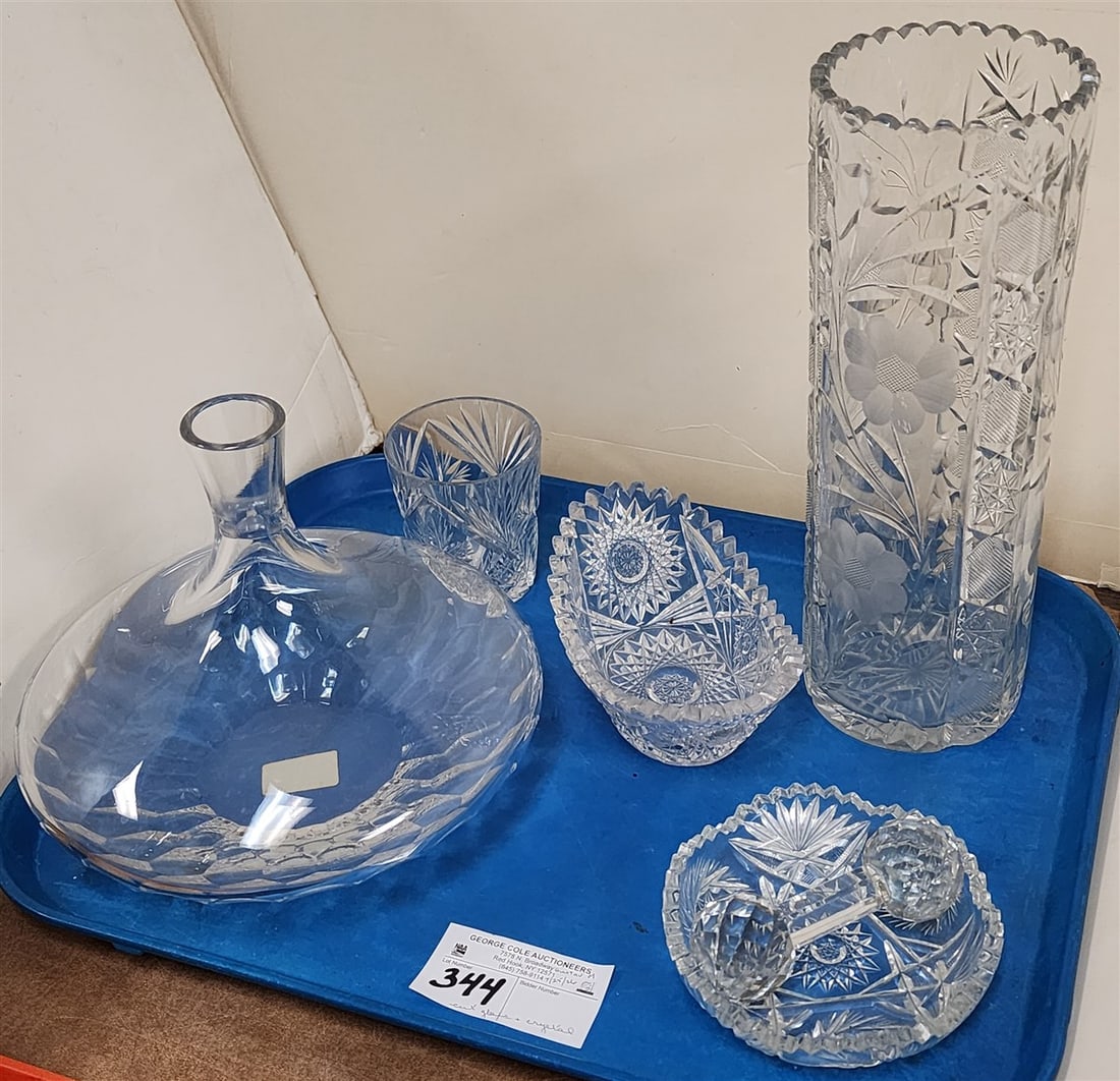 Tray Cut Glass Pcs. - Vases, Dish, Decanter (1 of 2)
