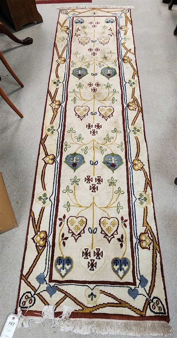 Hand Knotted Wool Rug 2'5" X 9': Hand Knotted Wool Rug 2'5" X 9'