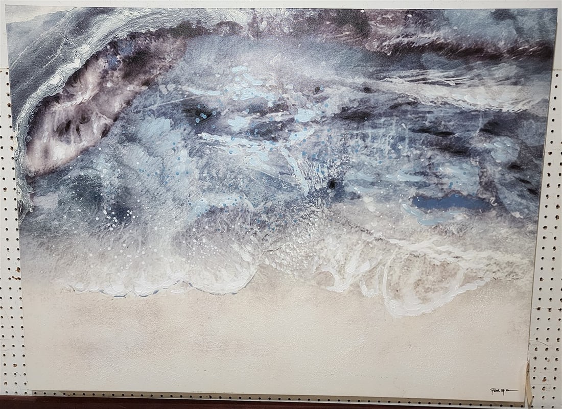 A/C Abstract Waves On Beach Sgnd 36" X 48": A/C Abstract Waves On Beach Sgnd 36" X 48"