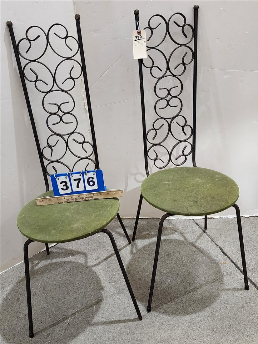 Arthur Umanoff Granada Wrought Iron Bistro Chairs 40" H X 14 Sq.: Arthur Umanoff Granada Wrought Iron Bistro Chairs 40" H X 14 Sq.