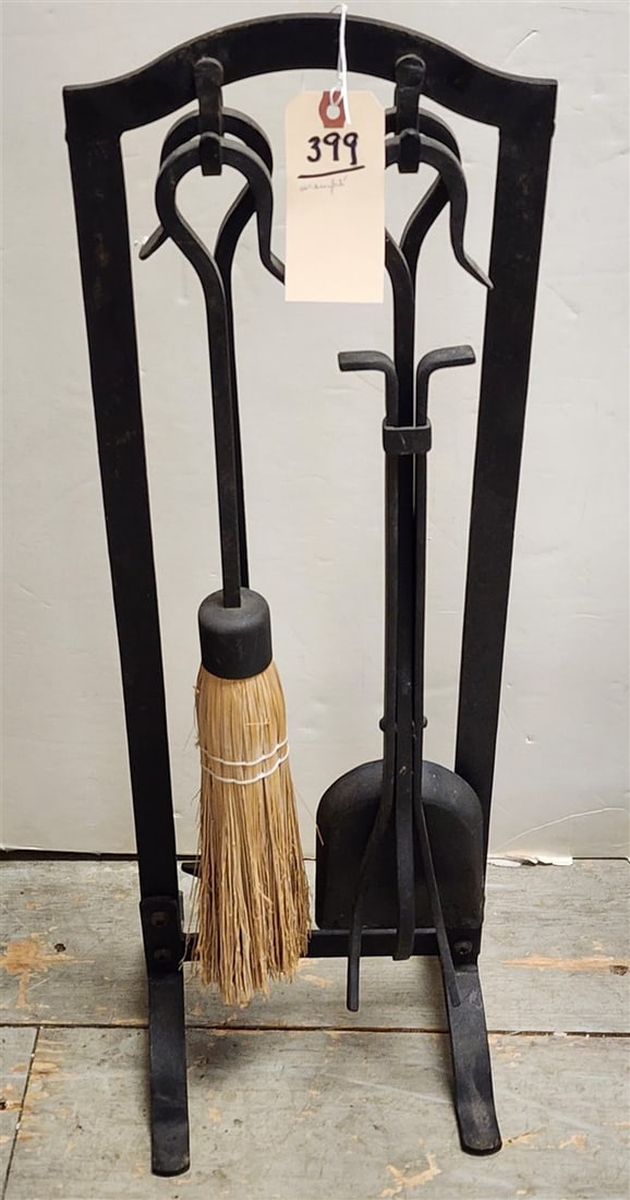 Wrought Fireplace Tool Stand 28 1/2" H X 9" W X 9 1/2" D w/Tools (1 of 1)