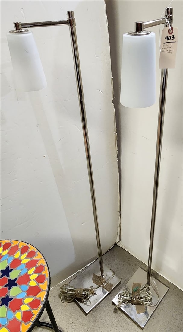 Pr. Robert Abbey Rico Buster Floor Lamps 53 1/2": Pr. Robert Abbey Rico Buster Floor Lamps 53 1/2"