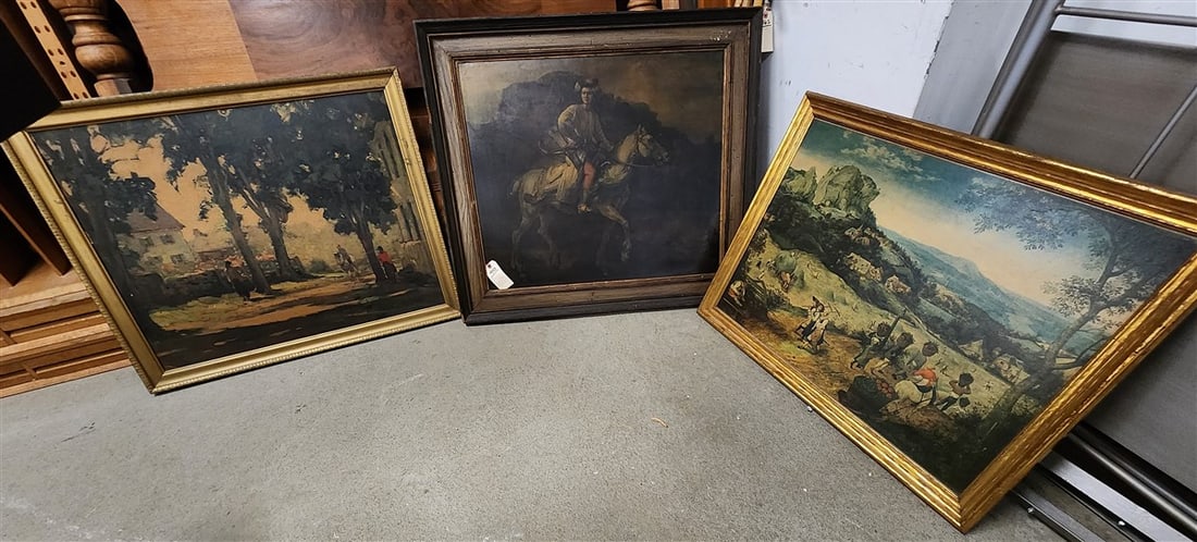 Framed Print On Board Rembrandt's "The Polish Rider" 25" X 29" w/Frame 31 1/2" X 35 1/2" + Print: Framed Print On Board Rembrandt's "The Polish Rider" 25" X 29" w/Frame 31 1/2" X 35 1/2" + Print 'The Hay Harvest' By Pieter Bruigel 26" X 33 1/2" + Anthony Thieme Landscape 27" X 33"